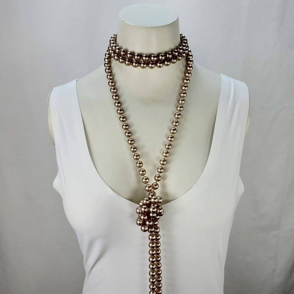 Blush Beads Extra Long Strand of Faux Pearls